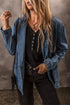 Solid Lapel Collar Side Pocket Casual Denim Jacket