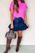 Solid Lightweight Ribbed Knit Mock Neck Short Sleeve Sweater