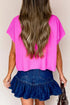 Solid Lightweight Ribbed Knit Mock Neck Short Sleeve Sweater