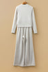 Solid Long Sleeve Mock Neck Smocked Wide Leg Pant Sets