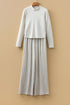 Solid Long Sleeve Mock Neck Smocked Wide Leg Pant Sets
