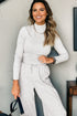 Solid Long Sleeve Mock Neck Smocked Wide Leg Pant Sets