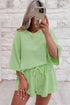 Solid Loose Casual V Neck Half Sleeve Short Sets