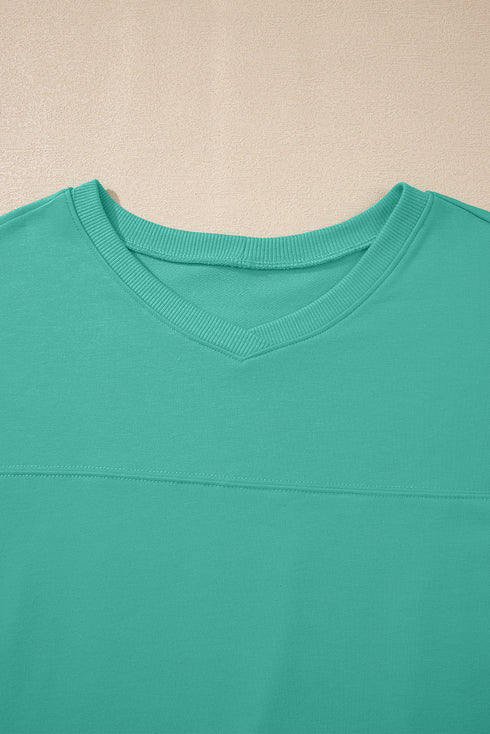 Solid Loose Casual V Neck Half Sleeve Short Sets