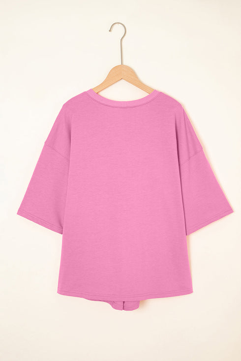 Solid Loose Casual V Neck Half Sleeve Short Sets