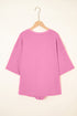 Solid Loose Casual V Neck Half Sleeve Short Sets