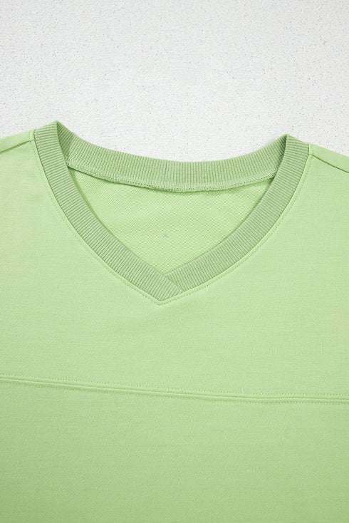 Solid Loose Casual V Neck Half Sleeve Short Sets