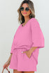 Solid Loose Casual V Neck Half Sleeve Short Sets