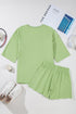 Solid Loose Casual V Neck Half Sleeve Short Sets