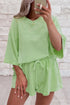 Solid Loose Casual V Neck Half Sleeve Short Sets