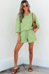 Solid Loose Casual V Neck Half Sleeve Short Sets
