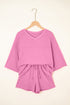 Solid Loose Casual V Neck Half Sleeve Short Sets
