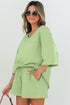 Solid Loose Casual V Neck Half Sleeve Short Sets