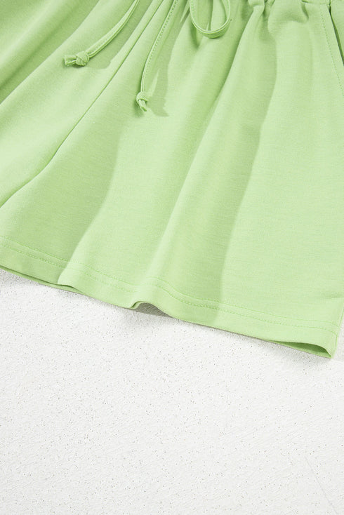 Solid Loose Casual V Neck Half Sleeve Short Sets