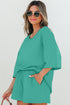 Solid Loose Casual V Neck Half Sleeve Short Sets