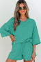 Solid Loose Casual V Neck Half Sleeve Short Sets