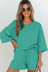 Solid Loose Casual V Neck Half Sleeve Short Sets
