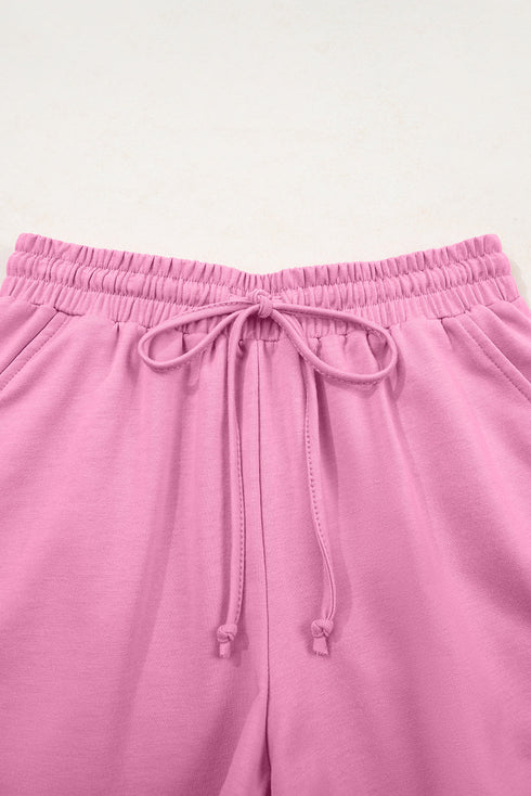 Solid Loose Casual V Neck Half Sleeve Short Sets