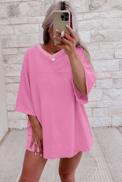 Solid Loose Casual V Neck Half Sleeve Short Sets