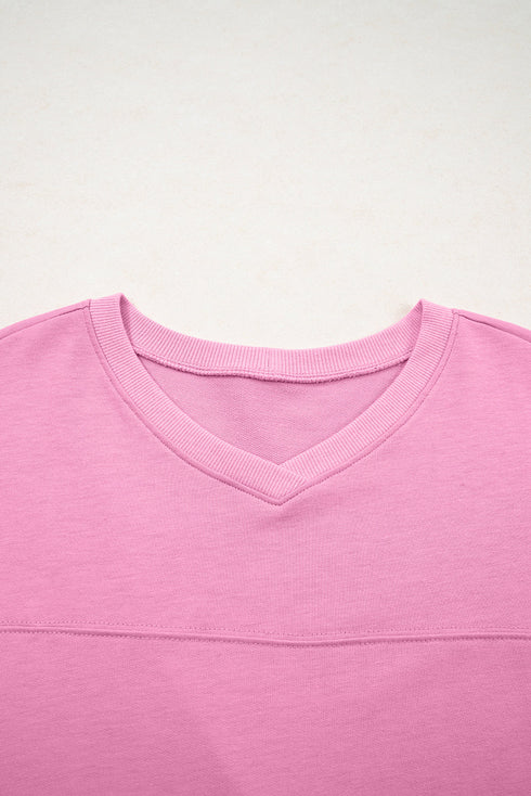 Solid Loose Casual V Neck Half Sleeve Short Sets
