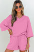 Solid Loose Casual V Neck Half Sleeve Short Sets