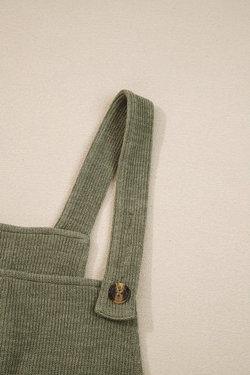 Solid Loose Knit Wide Leg Overall Jumpsuit
