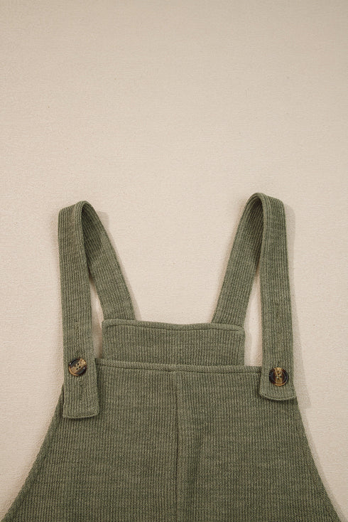 Solid Loose Knit Wide Leg Overall Jumpsuit