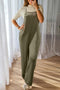 Solid Loose Knit Wide Leg Overall Jumpsuit