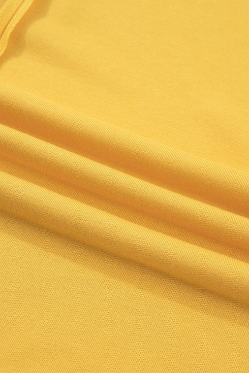 Solid Loose Polo Tee Elastic Waist Two Piece Short Set