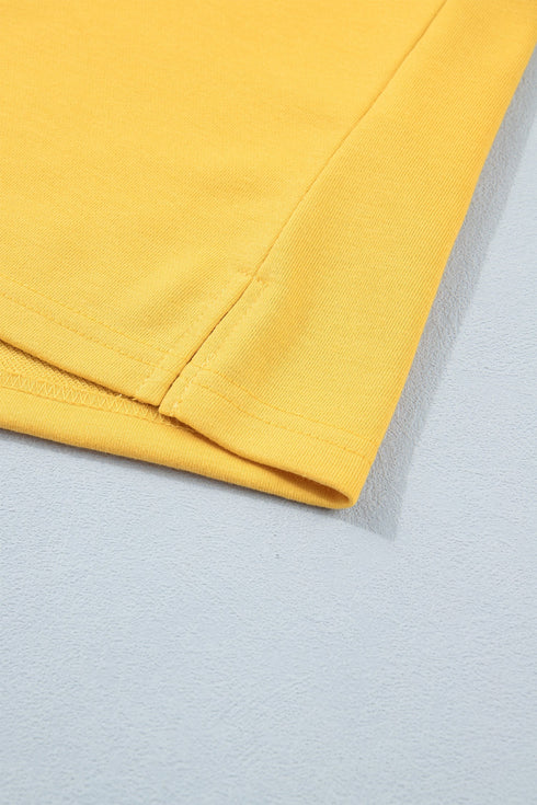 Solid Loose Polo Tee Elastic Waist Two Piece Short Set