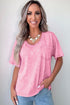 Solid Mineral Wash Cotton Casual T Shirt