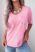 Solid Mineral Wash Cotton Casual T Shirt