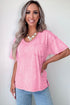 Solid Mineral Wash Cotton Casual T Shirt