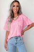 Solid Mineral Wash Cotton Casual T Shirt
