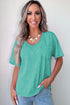 Solid Mineral Wash Cotton Casual T Shirt