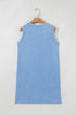 Solid Mineral Wash Cotton Tank Pocket Mini Dress