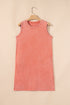 Solid Mineral Wash Cotton Tank Pocket Mini Dress