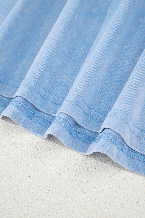 Solid Mineral Wash Cotton Tank Pocket Mini Dress