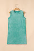 Solid Mineral Wash Cotton Tank Pocket Mini Dress