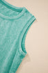 Solid Mineral Wash Cotton Tank Pocket Mini Dress