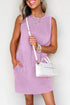 Solid Mineral Wash Cotton Tank Pocket Mini Dress