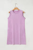 Solid Mineral Wash Cotton Tank Pocket Mini Dress