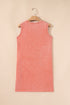 Solid Mineral Wash Cotton Tank Pocket Mini Dress