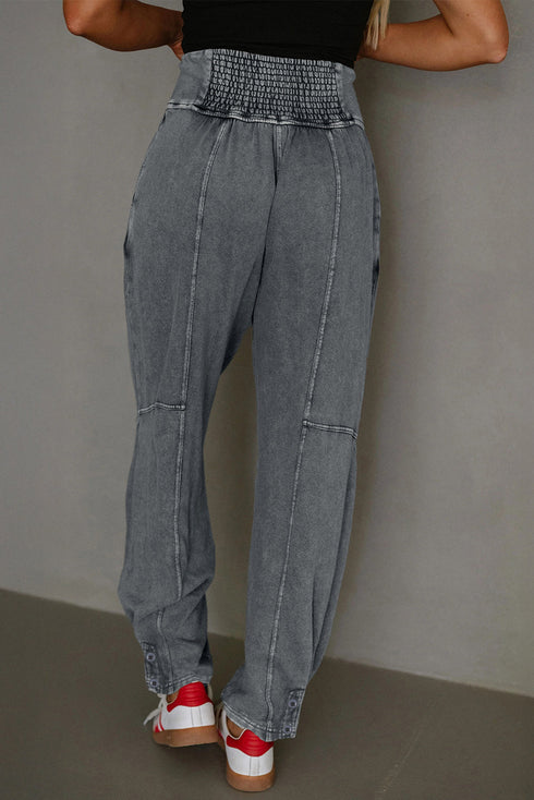 Solid Mineral Wash High Waist Western Jogger Pants