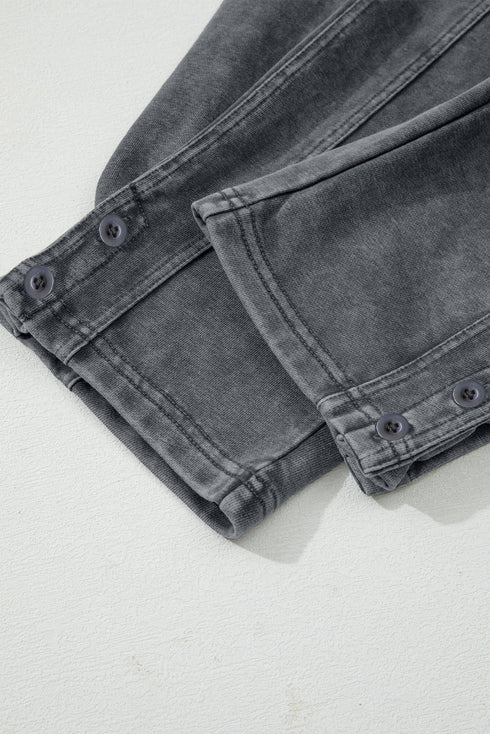 Solid Mineral Wash High Waist Western Jogger Pants