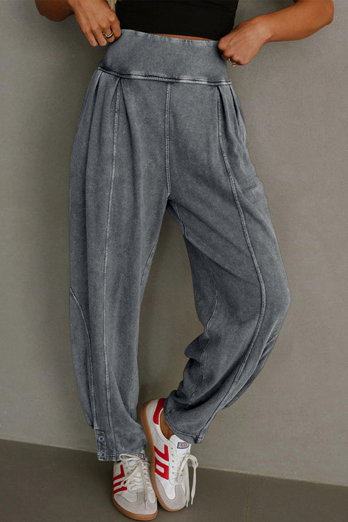 Solid Mineral Wash High Waist Western Jogger Pants