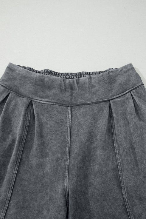 Solid Mineral Wash High Waist Western Jogger Pants