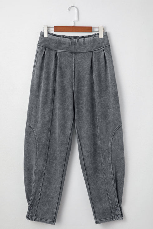 Solid Mineral Wash High Waist Western Jogger Pants