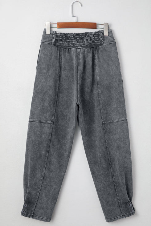 Solid Mineral Wash High Waist Western Jogger Pants