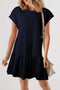 Solid Minimalist Cap Sleeve Ruffle Hem Mini Dress